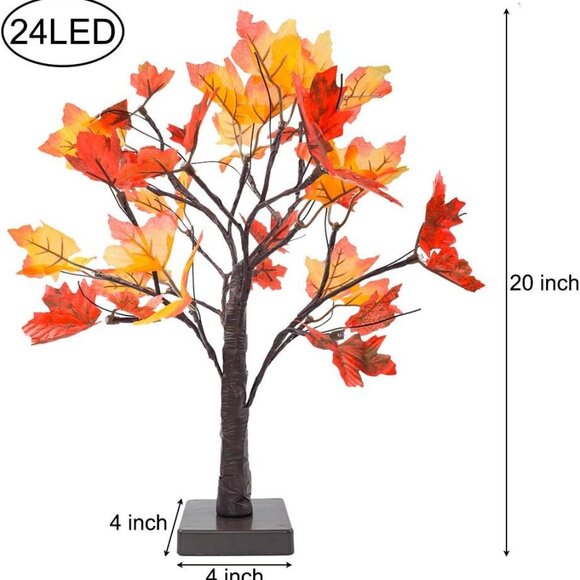 Artificial Fall Lighted Maple Tree 24 LED Thanksgiving Decorations Table Lights - Picture 7 of 7